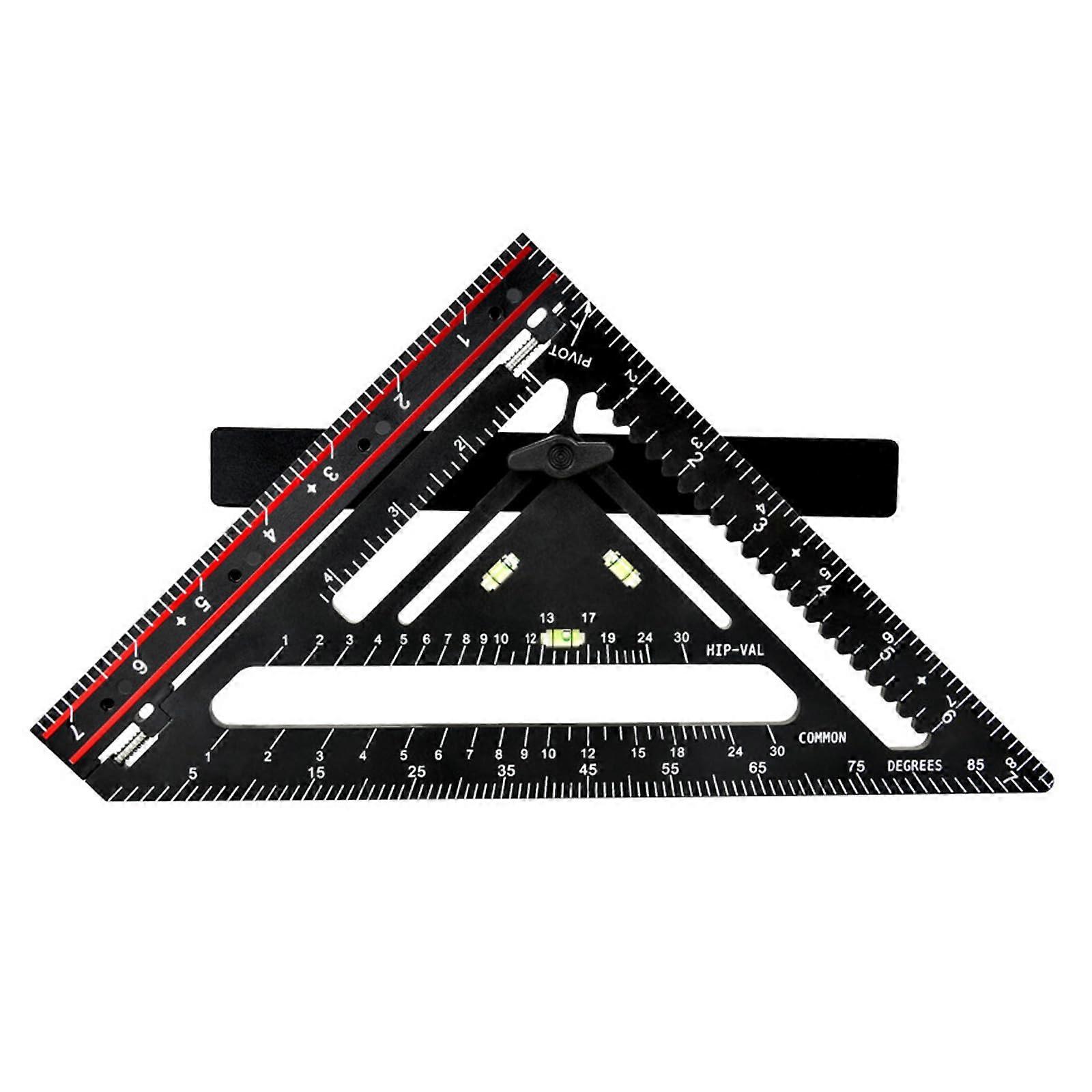 Foldable Triangle Ruler with Positioning Rod for Precise Drawing Angle Measurement, 30 cm, Robust Material