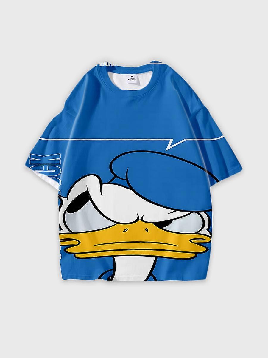 T-shirt girocollo Cartoon Pattern manica corta sciolta D3210