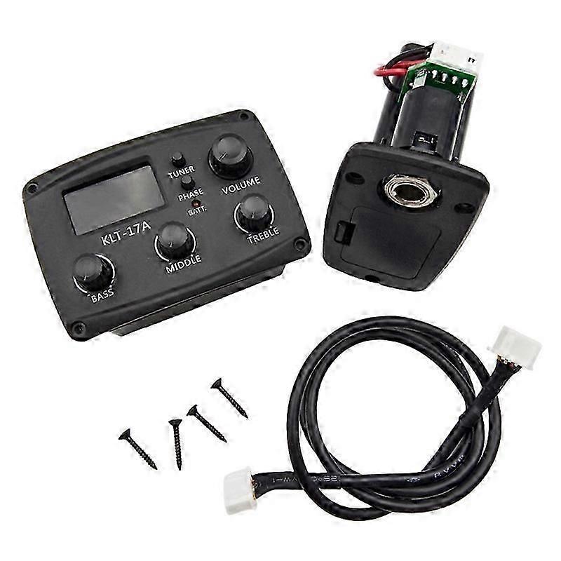 -17A Acoustic Guitar EQ Preamp,with Digital Procedding Tuner 3 Band EQ Equalizer with Tuner Guitar P