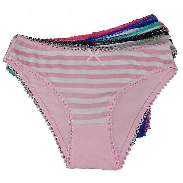 Női bugyi Pamut csíkos női alsónadrág szexi alacsony derekú fehérnemű plusz méret fehérnemű 6 db / tétel