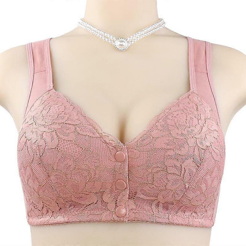 Fashionable Sponge Cup Breathable Front Button Middle and Old Age Underwear for Women Without Steel Ring Tank Top Lace Large Bra