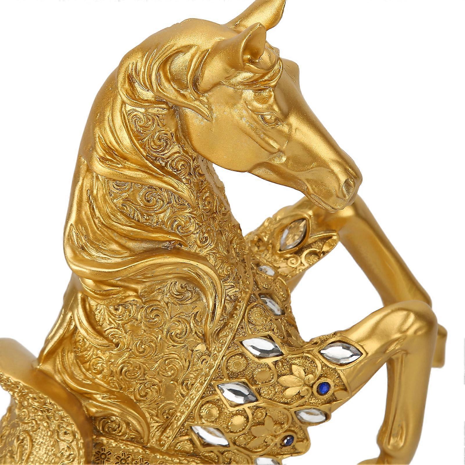 Horse Statue Gold Decoration Sculpture Home Office Art Good Fortune Figurine Feng Shui Garniture