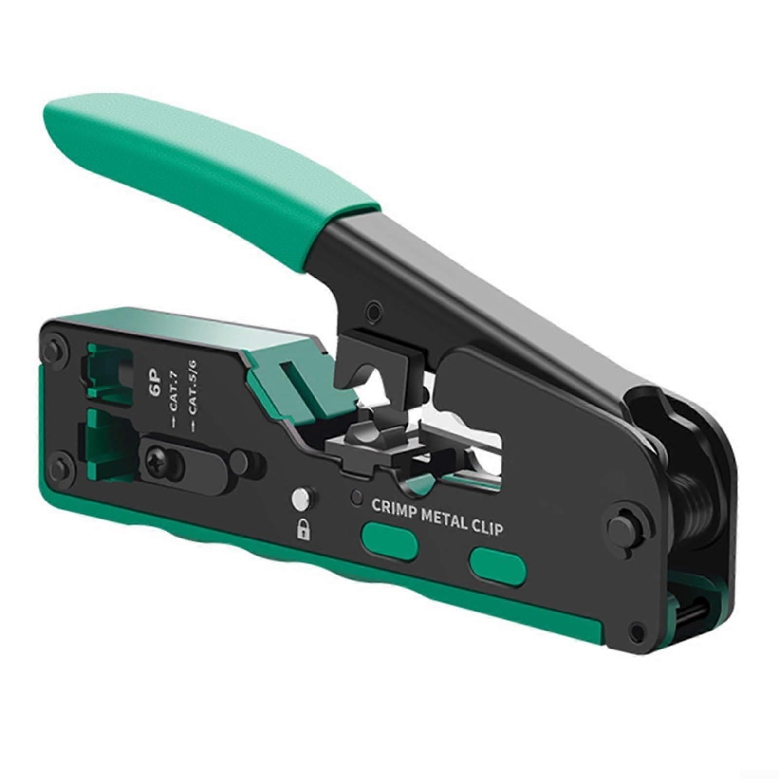 RJ Crimping Pliers For Cat5 Cat6 Cat7 Ethernet Cables - Crimp Tool, Stripping And Cutting, Ergonomic Handle, SK5 Steel