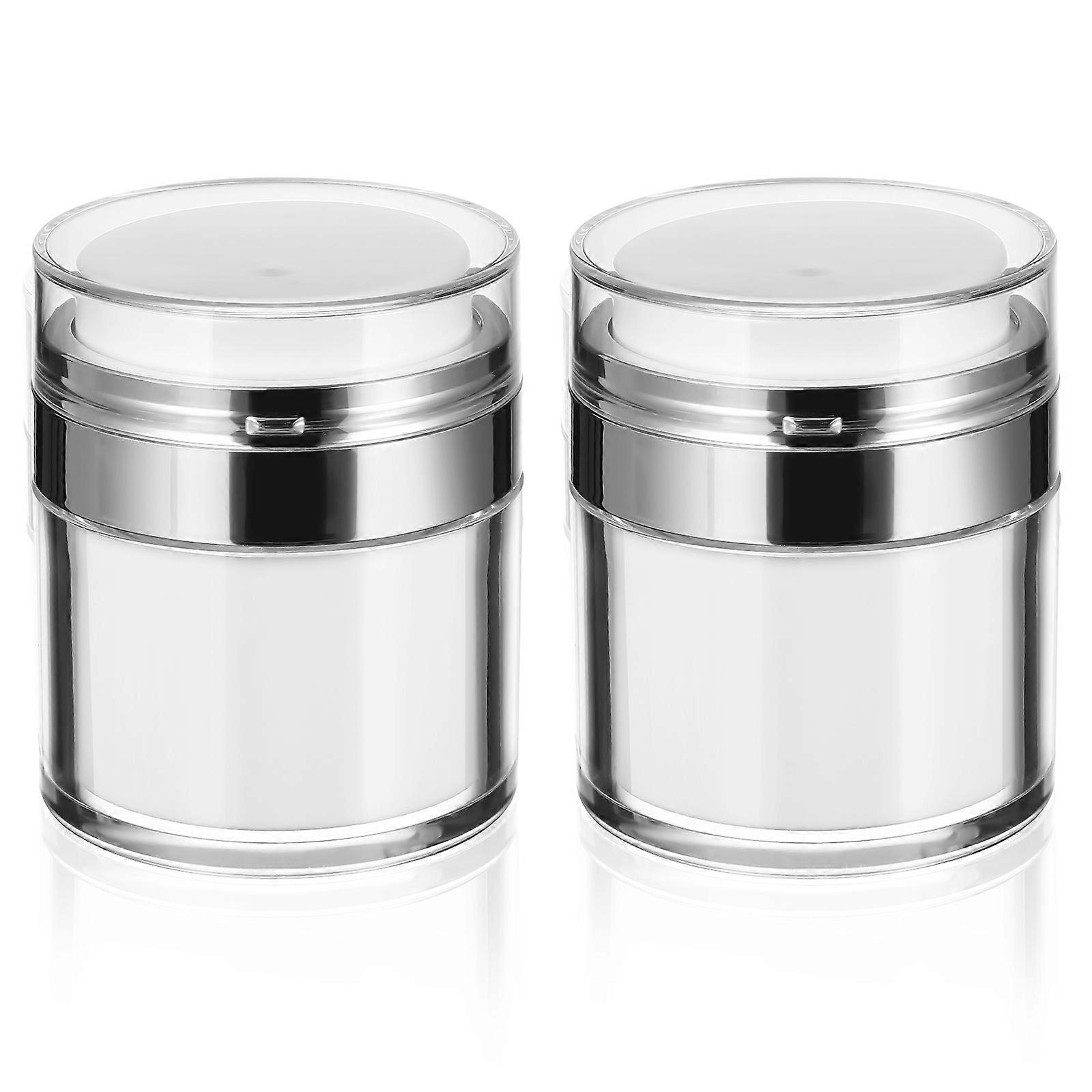 White Airless Pump Jar Cosmetic Container for Storage Use 2Pcs