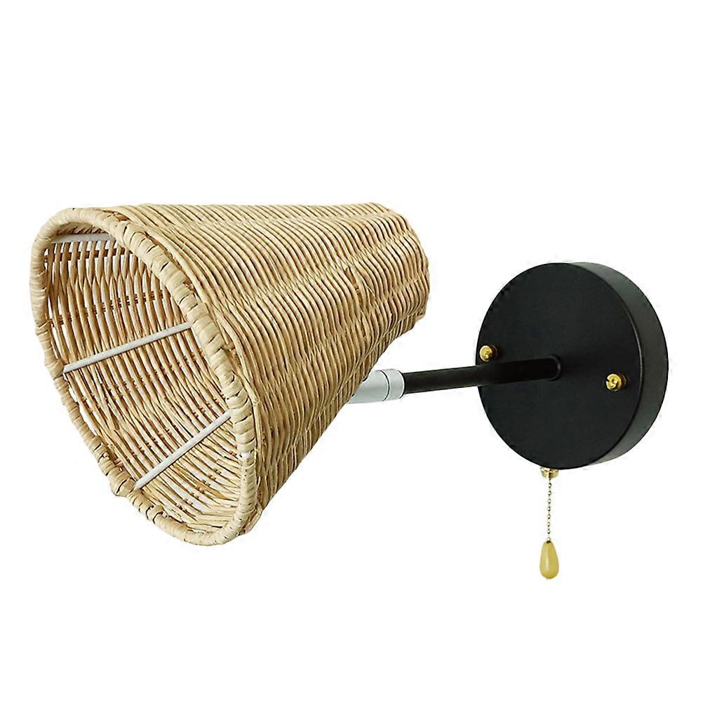 Retro Light Sconces Rattan Wall Lights Rustic Design For Living Room Hallway Concise Shape 1Pcs