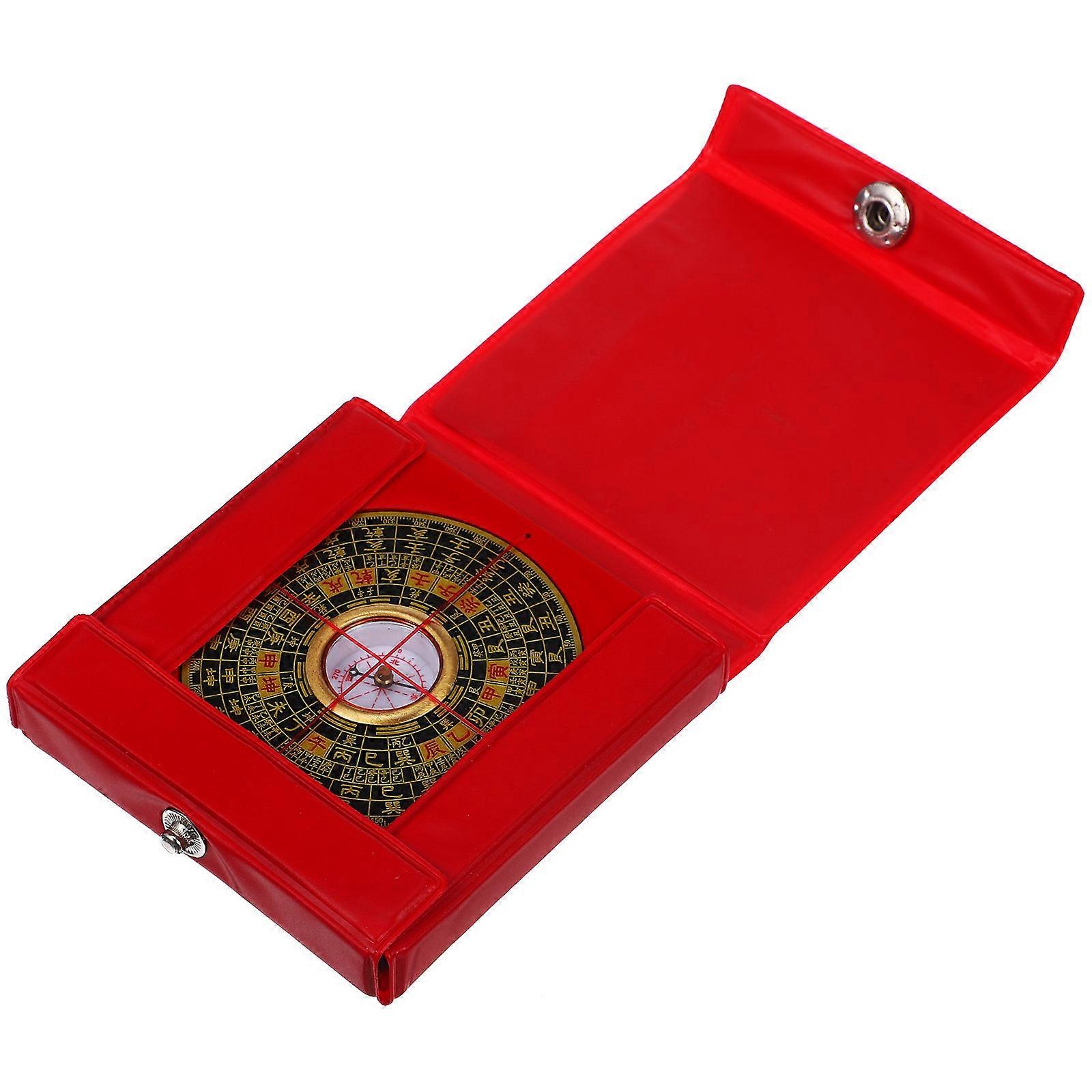 Retro Chinese Traditional Compass Navigation Outdoor Copper Material Square Disc with Circular Dial High Precision 1Set
