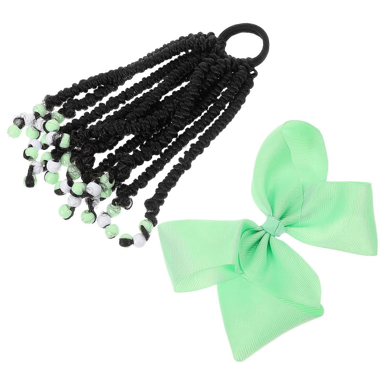 Braided Ponytail Extension with Beads for Kids and Teens High Temperature Fiber Assorted Color