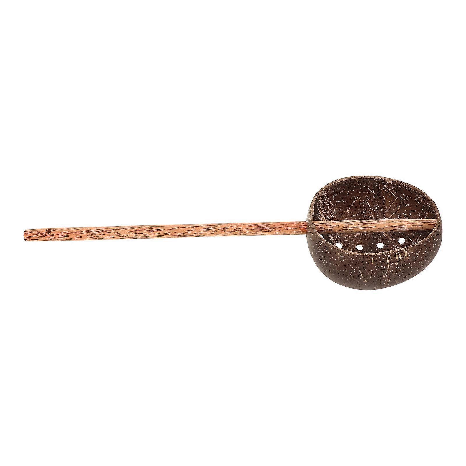 Coconut Shell Slotted Spoon for Home Use Multi Color with Wall Mount Design 7.8 Inches