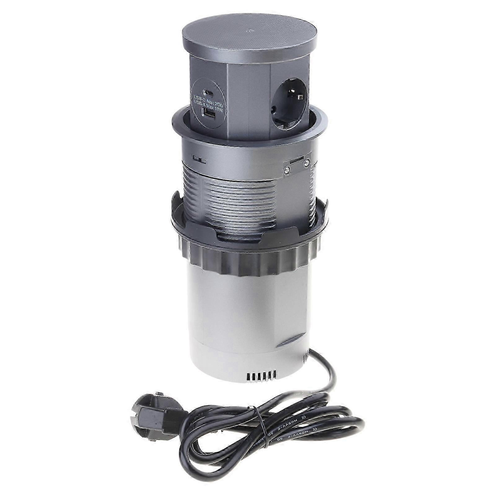2025 Electric Lifting Socket Universals Power Outlet Concealed Tabletops Retractable Outlet Kitchen Table Power Socket  Grey