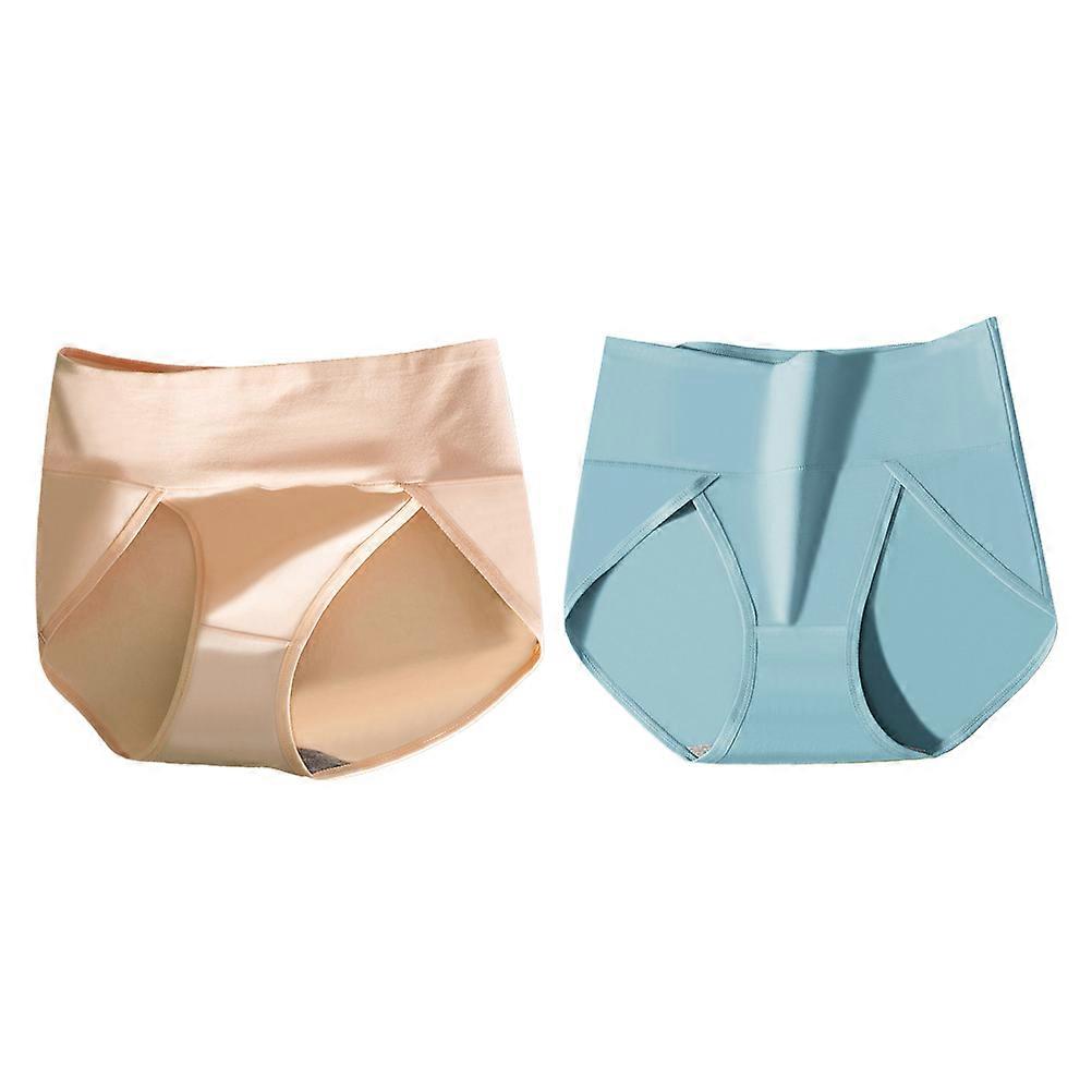 2Pack Assorted Color Women's High Waist Cotton Underwear Comfortable and Breathable Briefs