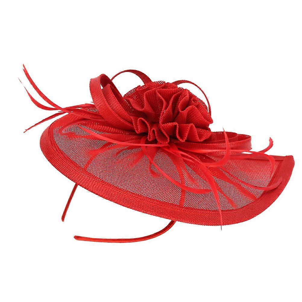 Cappello a cilindro in rete rossa Fascinator per le donne - Copricapo leggero ed elegante per matrimoni, banchetti e tea party - Accessorio di moda comodo e durevole