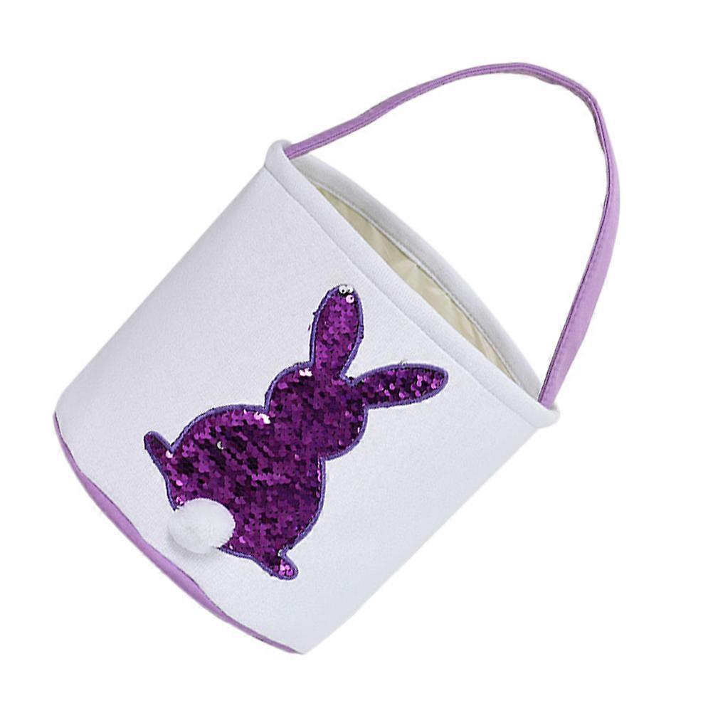 Purple Cotton Easter Basket for Decoration with Adorable Rabbit Design 1pc Portable Storage Basket