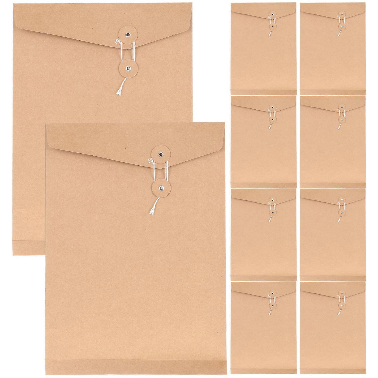 Envelopes For Documents Kraft Paper String Tie Closure Organizer Simple Design Ideal For Daily Filing 10Pcs