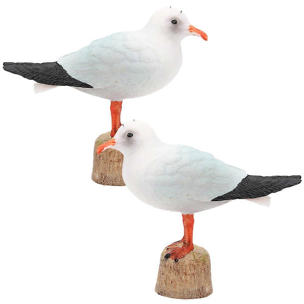Seagull Figurine Plastic Bird Statue for Home Decor 2Pcs Set