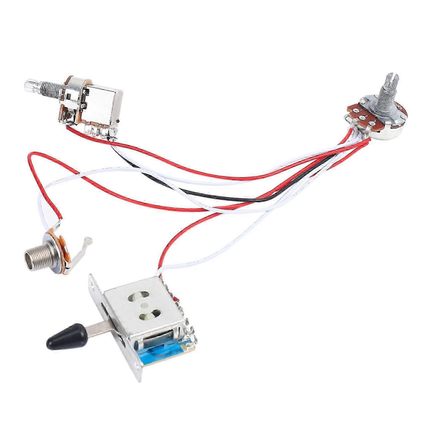 Ledningssett for elektrisk gitar 1 volum 1 tone 3 vippebryter 500K potensiometerjack 1 sett