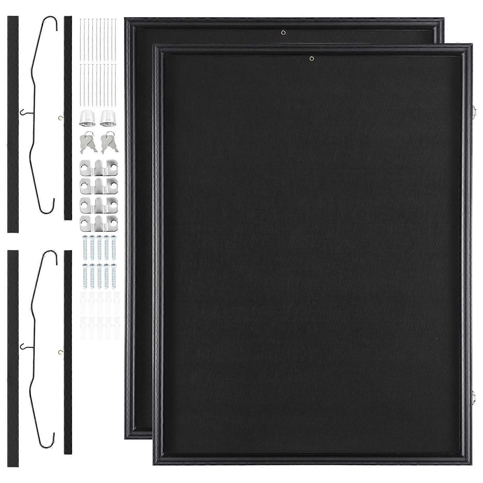 2PCs Jersey Display Frame Case, 23.3x31.2x1.5 in, Grande Lockable Sport Jersey Shadow Box com 98% de proteção UV PC Glass e cabides