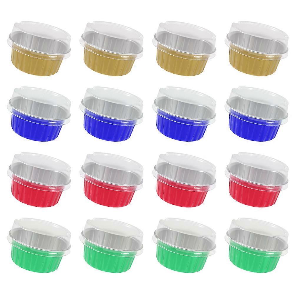 Disposable Aluminum Cup Lidded Cake Baking 40Pcs Assorted Color For Bakeries And Restaurants Festive Atmosphere