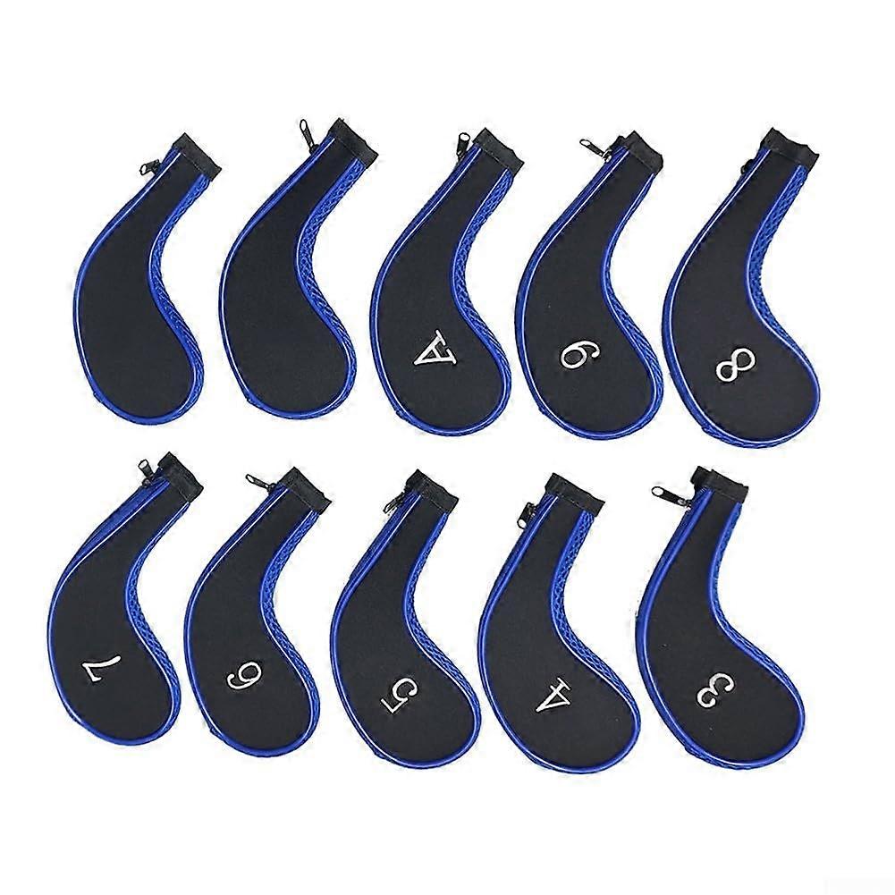 10 Heavy Duty Polyester Golf Headcovers Set Essential Equipment for Any Golfer, Blue