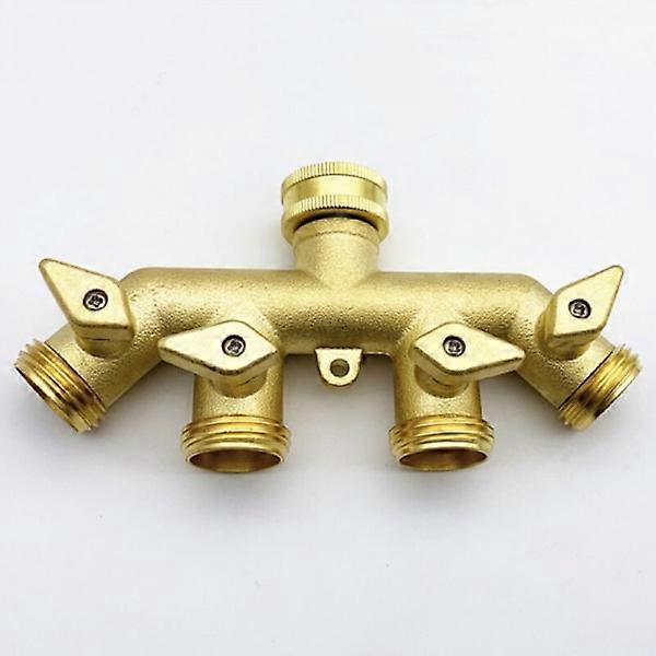 Pipe Distributor (4-way), Brass Water Adapter for Four-Wire Splitter Tap with Spherical Turning Point Tap Connection