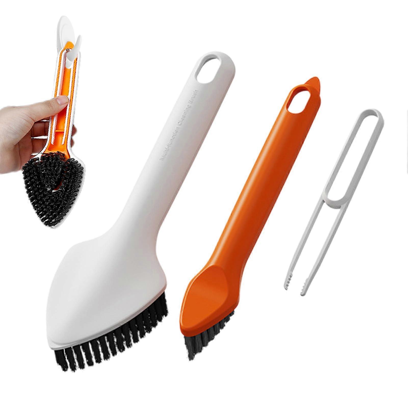 Deep Cleaning Brush Set, 3in1 Scrubber with Triangle Head and Curved Handle