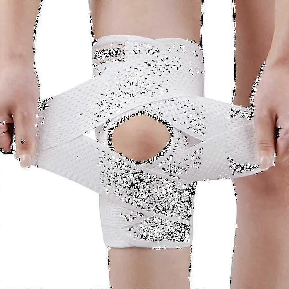 Knee Brace With Side Stabilizers For Meniscal Tear Knee Pain Acl Mcl Arthritis Injuries Recovery, Breathable Adjustable Knee Support-white