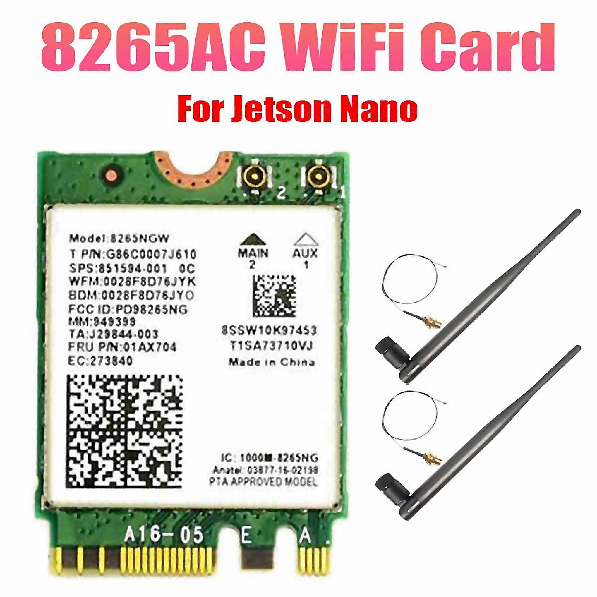 Ac8265 Wifi Card6db Antennen-Netzwerkadapter für Jetson Nano 300 Mbit/s867 Mbit/s 24 GHz 5 GHz Dualband N