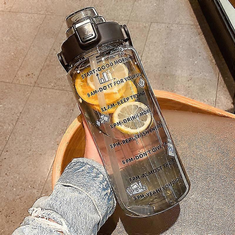 2L Portable Sports Water Bottle with Straw and Stickers for Fitness and Cycling