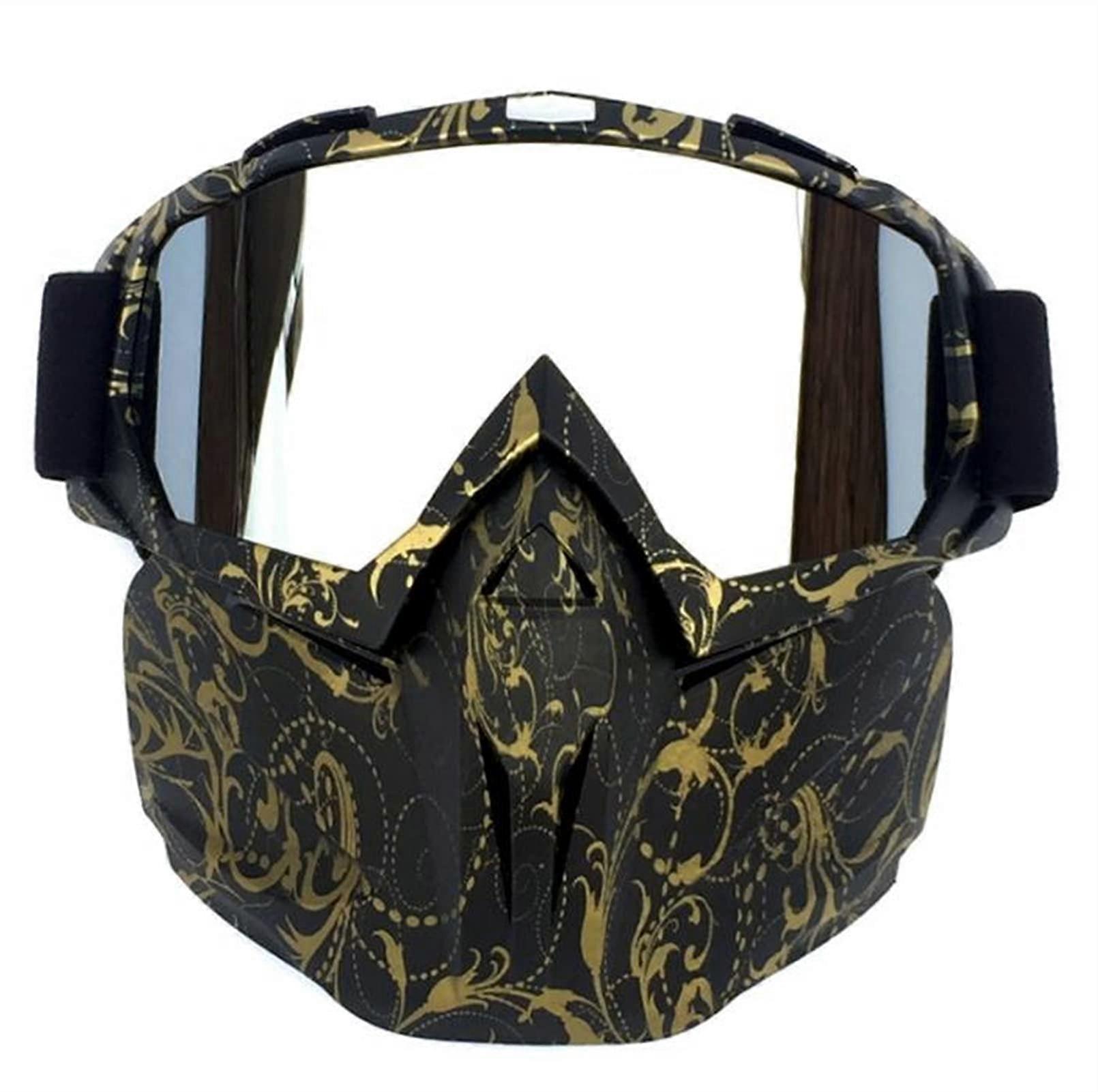 Windproof Bicycle Goggles for Motorcycle, Vintage Helmet Goggles for Shark, Retro Open Face Motocross Glasses Mask A1