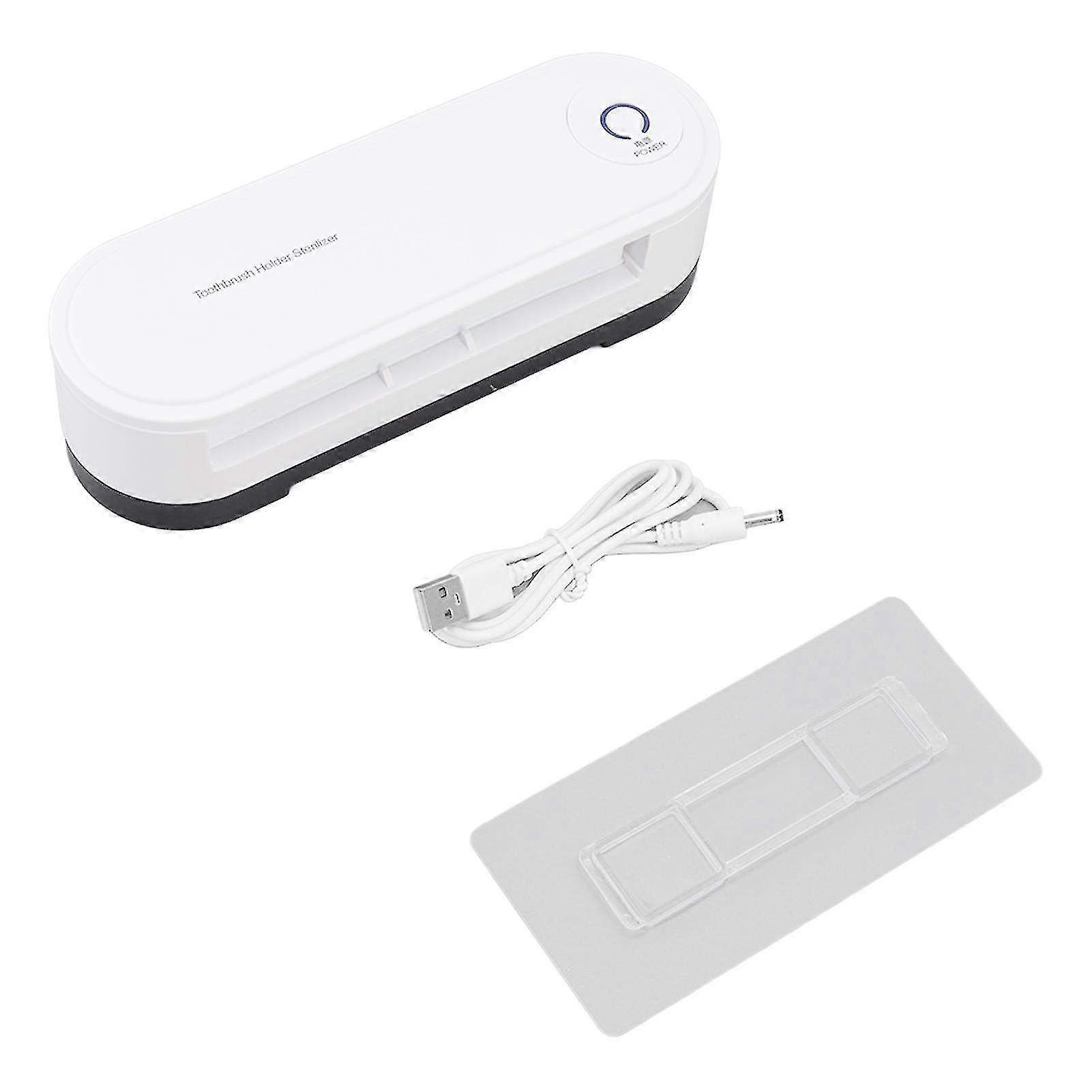 White Toothbrush Holder with Plug-In Drying Function - Household Organizer for Efficient Drying & Storage of Toothbrushes