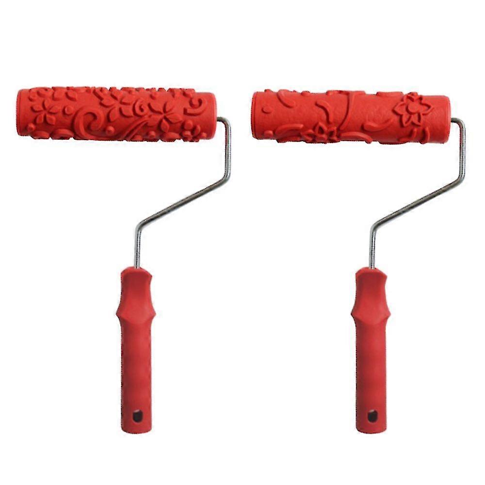 2025 2pcs Diy Wall Empaistic Flower Paint Roller Brush Tool With Handle Set
