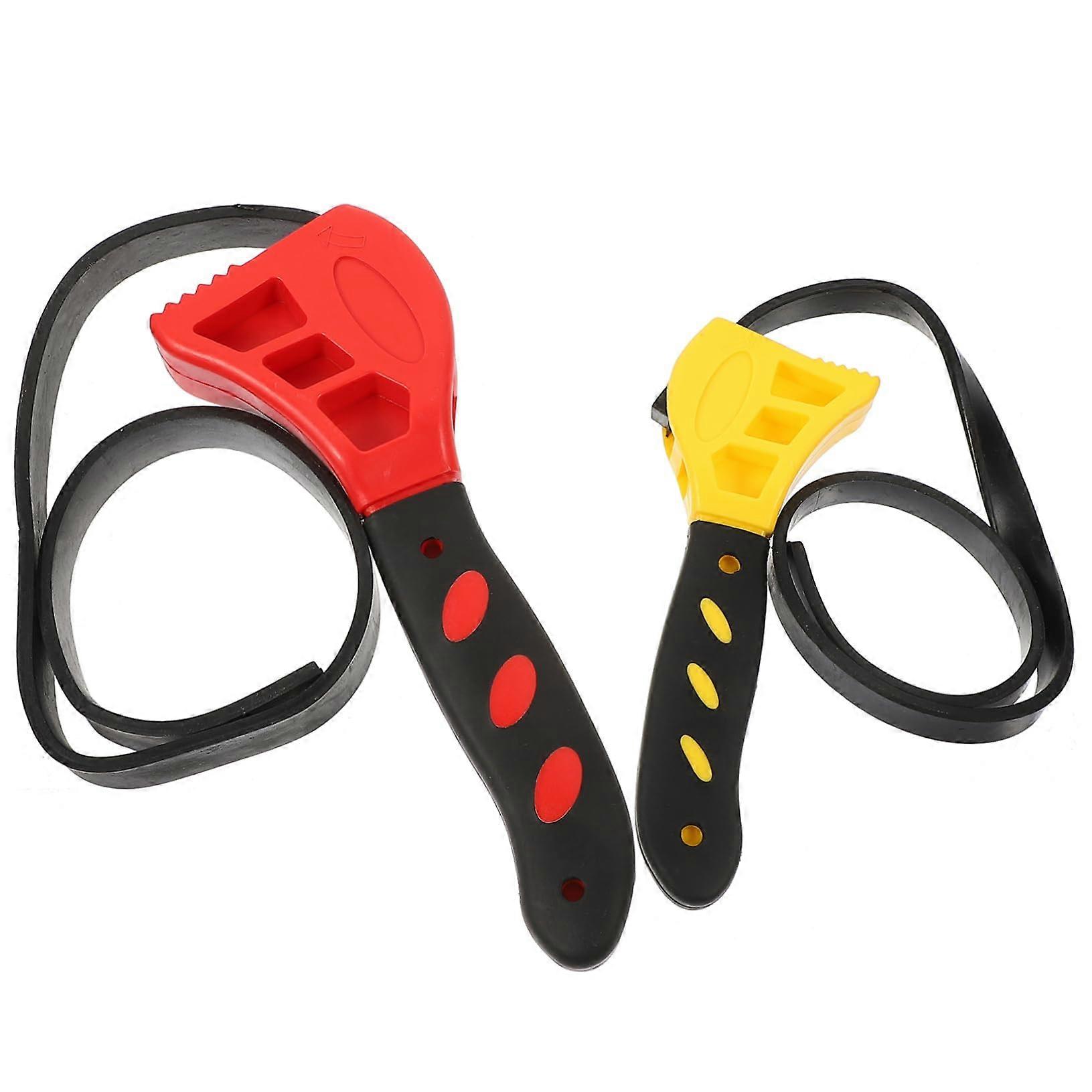 Belt Wrench Set - 2 Durable Adjustable Oil Filter Removal Tools for Plumbers, Rustproof and Multifunctional