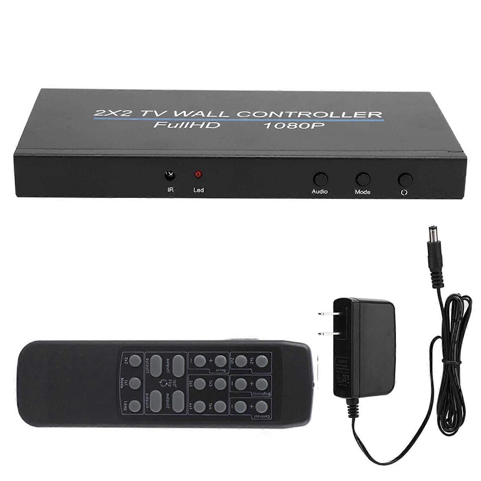 2X2 HDMI Video Wall Controller 1080P Splicing Processor with 4 Outputs, 110-240V Power