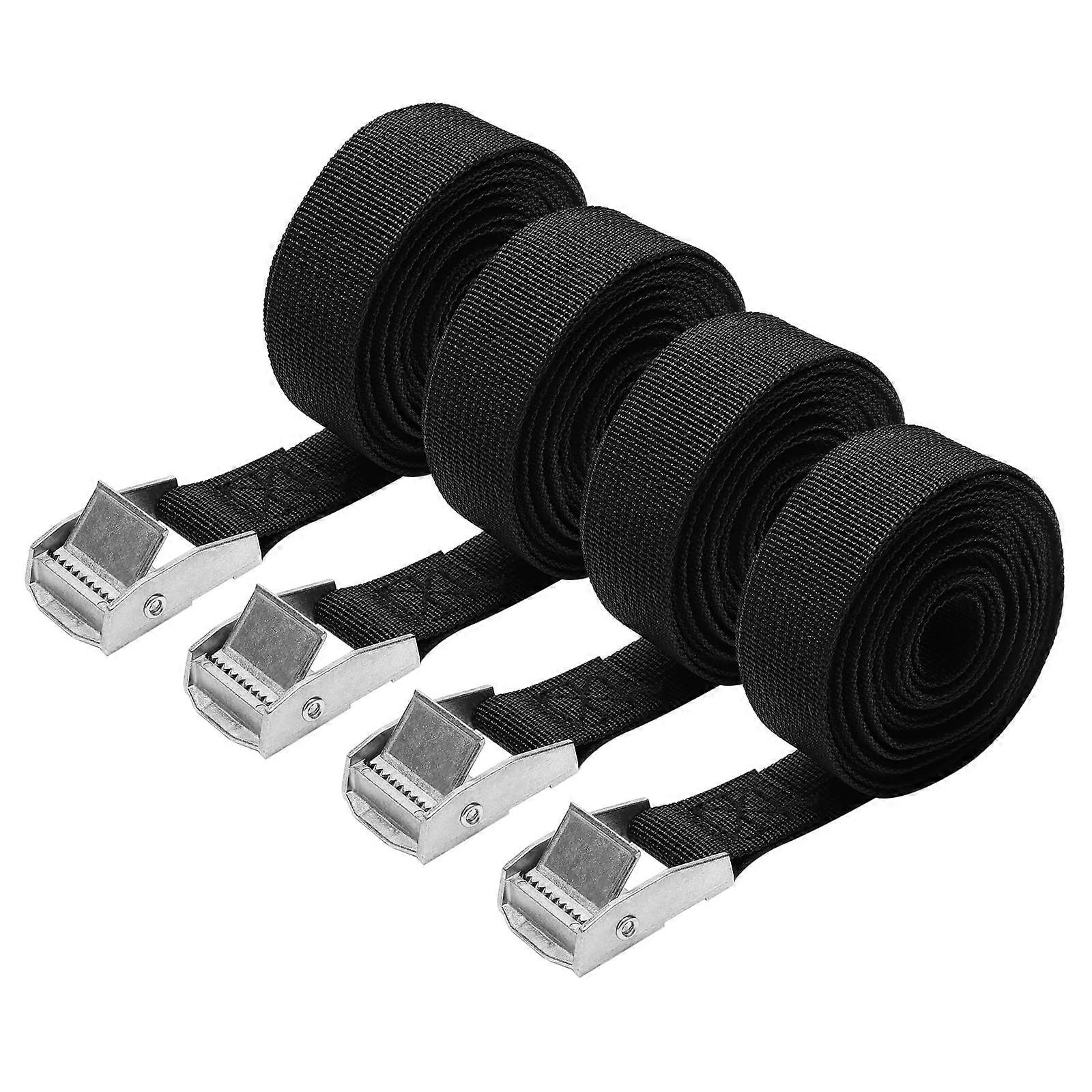 3M Short Lashing Straps Pack Of 4, Adjustable With Clamping Lock For Attaching Luggage