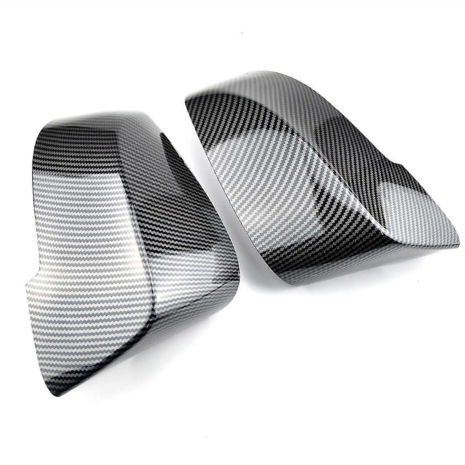 Rearview Mirror Covers for BMW 5 Series F10 F11 LCI 20142017, Replacement Side Mirror Caps in Carbon Fiber Gloss Black (Carbon Fiber Pattern).