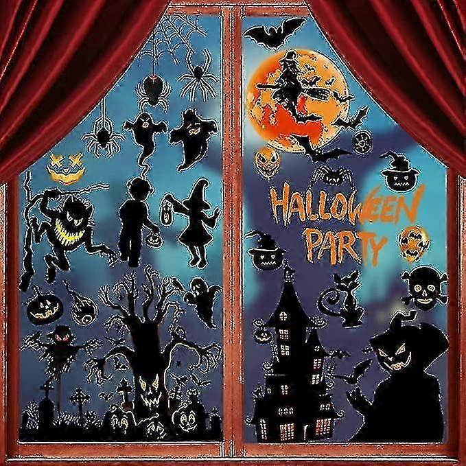 72-piece window cling set featuring black cats for UK Halloween