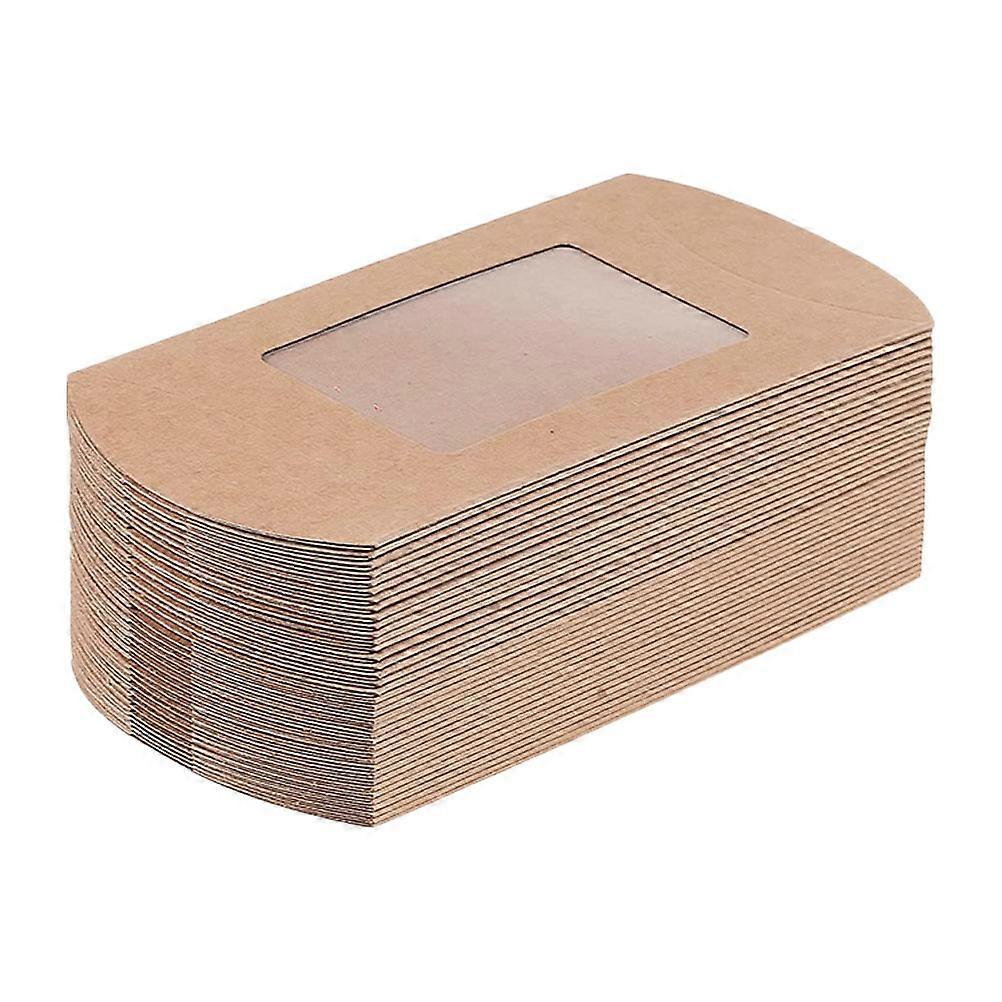 50pcs Light Brown Kraft Paper Pillow Boxes with Window for Wedding Party Favors and Sweets