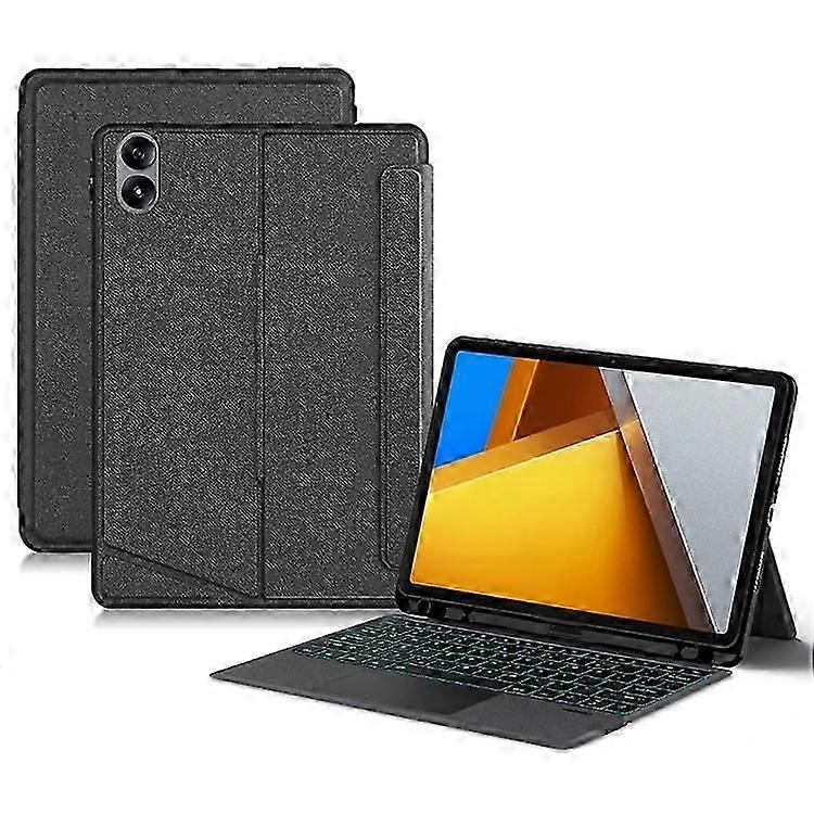 Poco Pad Case with Backlit Bluetooth Wireless Keyboard & Stand - Leather Tablet Cover
