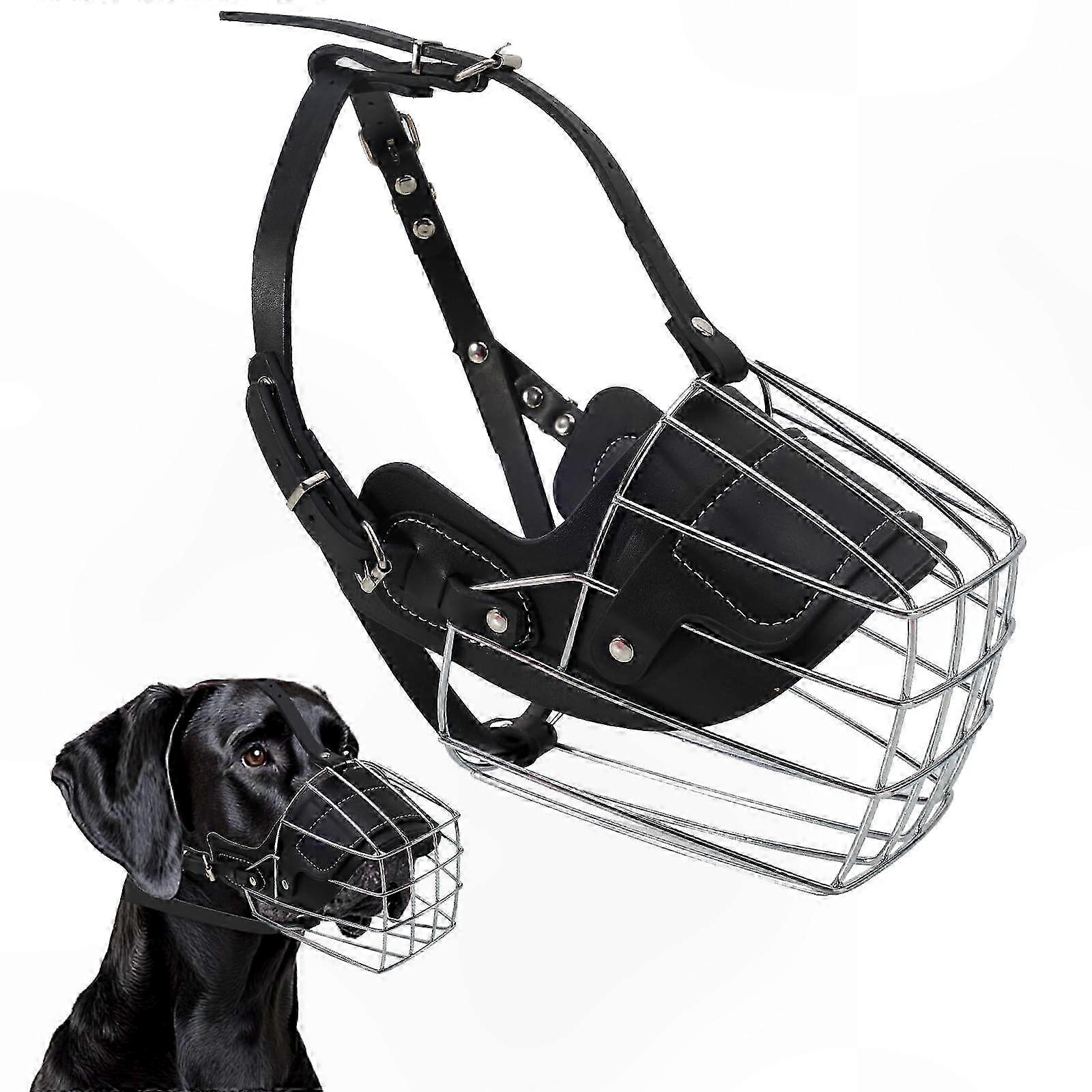 Comfortable Ventilated Basket Muzzle for Large Breeds to Prevent Biting and Allow Drinking