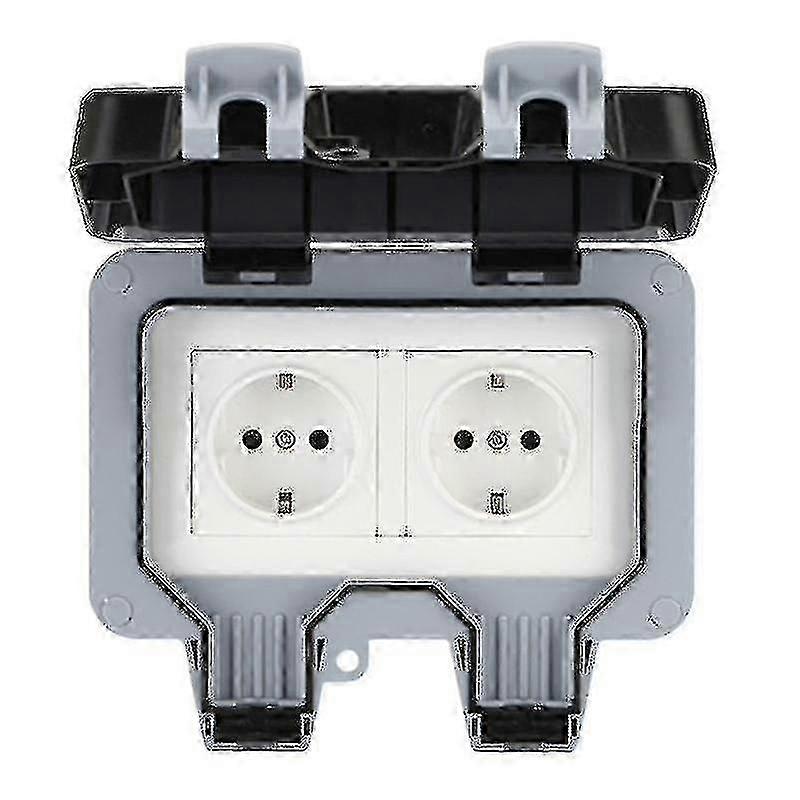 Ip66 Weatherproof Waterproof Outdoor Wall Socket 16a Double Eu Standard Electrical Outlet Grounded