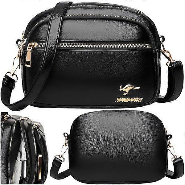 Ladies' handbag, made of organic leather, with multiple compartments and adjustable shoulder strap