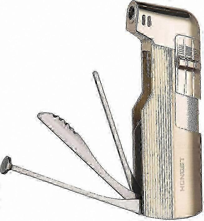 Refillable Butane Lighter with Built-in Pipe Tool in Gold Gift Packaging