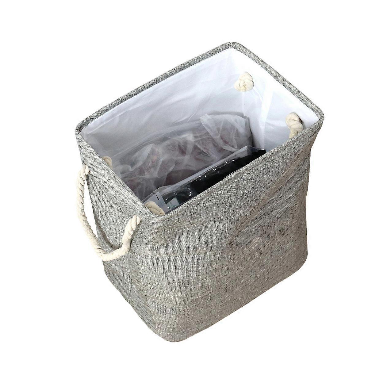 Dark Grey Cotton Laundry Hamper Versatile Storage Bin with Foldable Design and Large Capacity