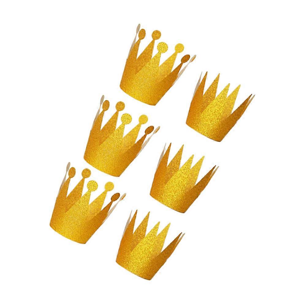 Golden Birthday Crown Cap Set for Birthday Use with 6Pcs Party Celebration Hats