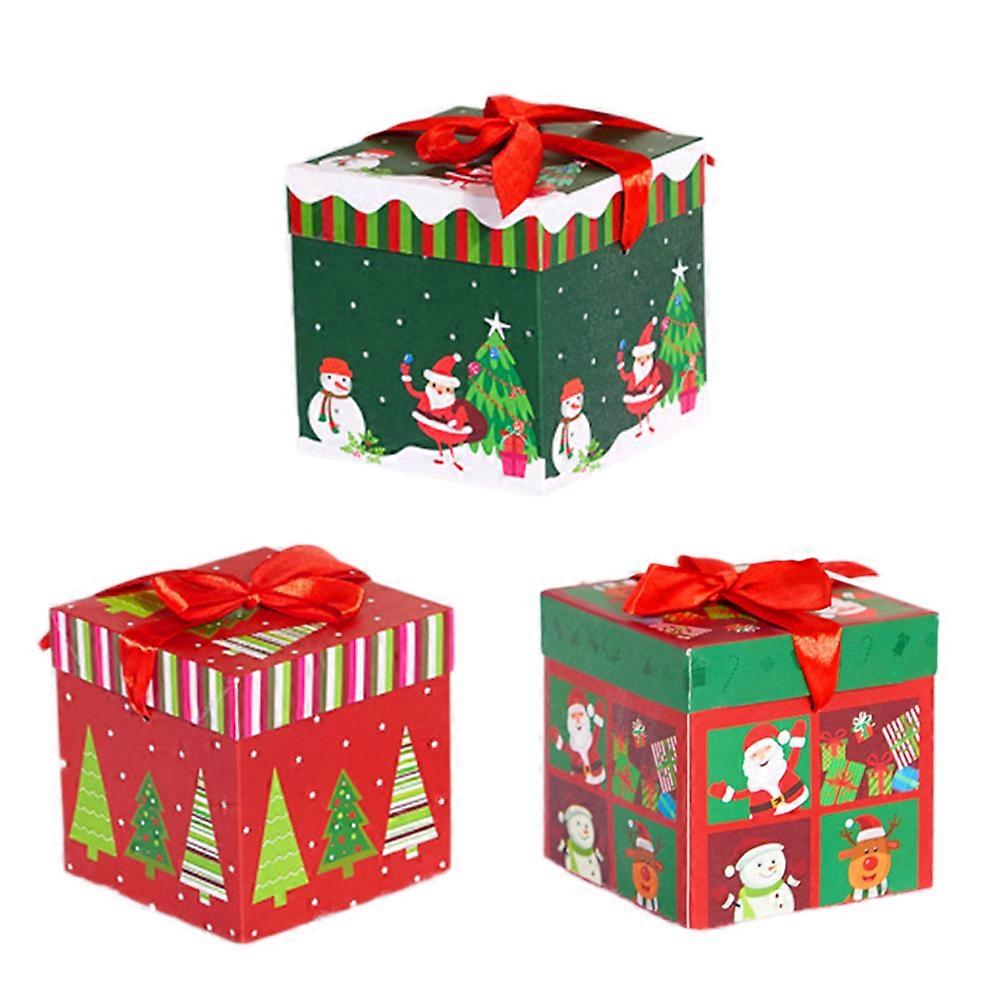 Party Treat Boxes Christmas Gift Box Assorted Color Decoration for Food Table 10 x 10 x 10cm 3Pcs