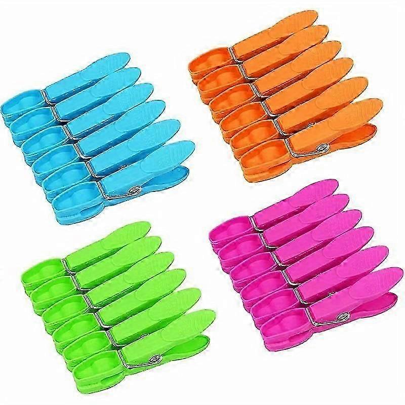 24 Pack Heavy Duty Plastic Clothes Pegs for Air Drying, Clothespins and Spring Clips