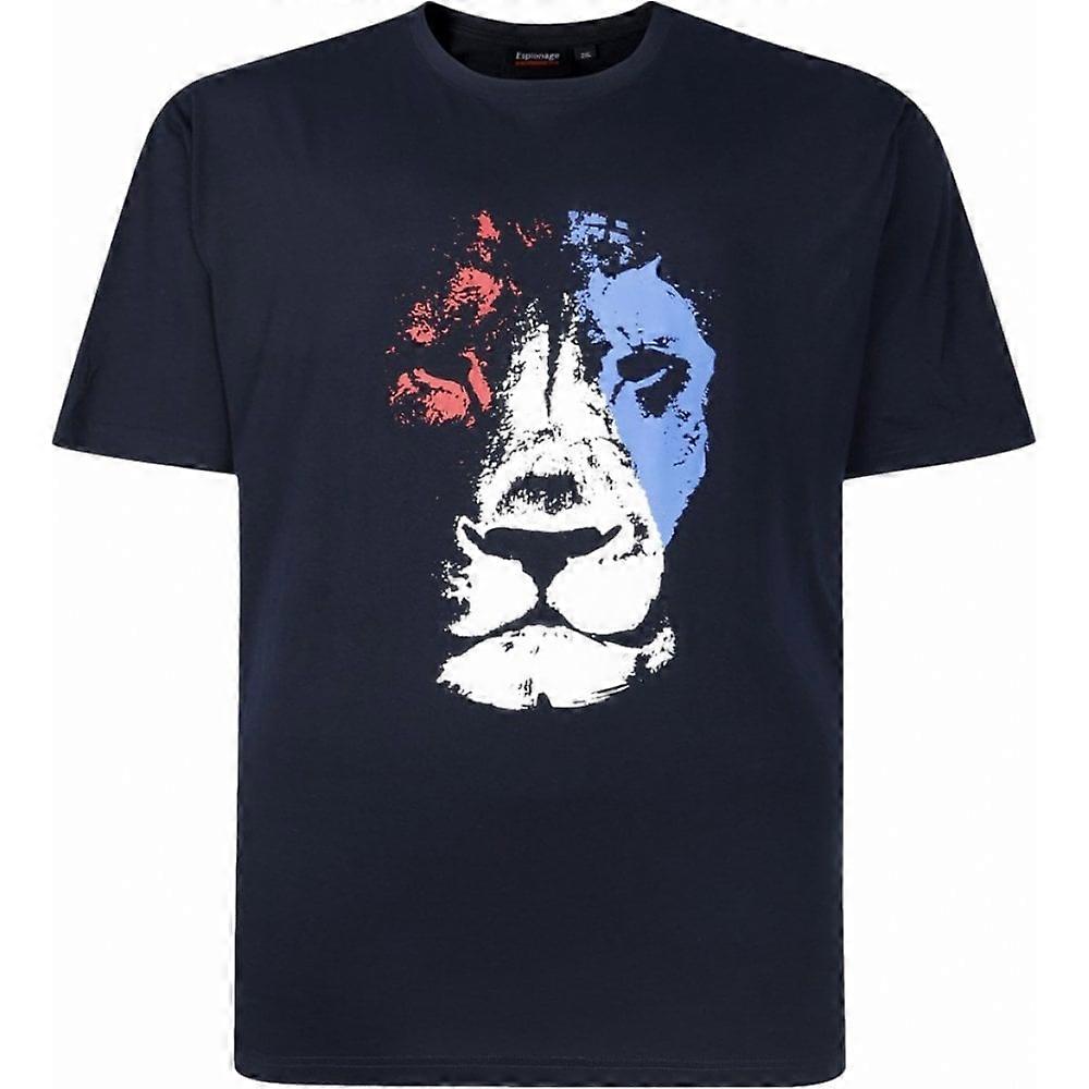 Men's ESPIONAGE Espionage Mens Big Size Abstract Lion Print Tshirt