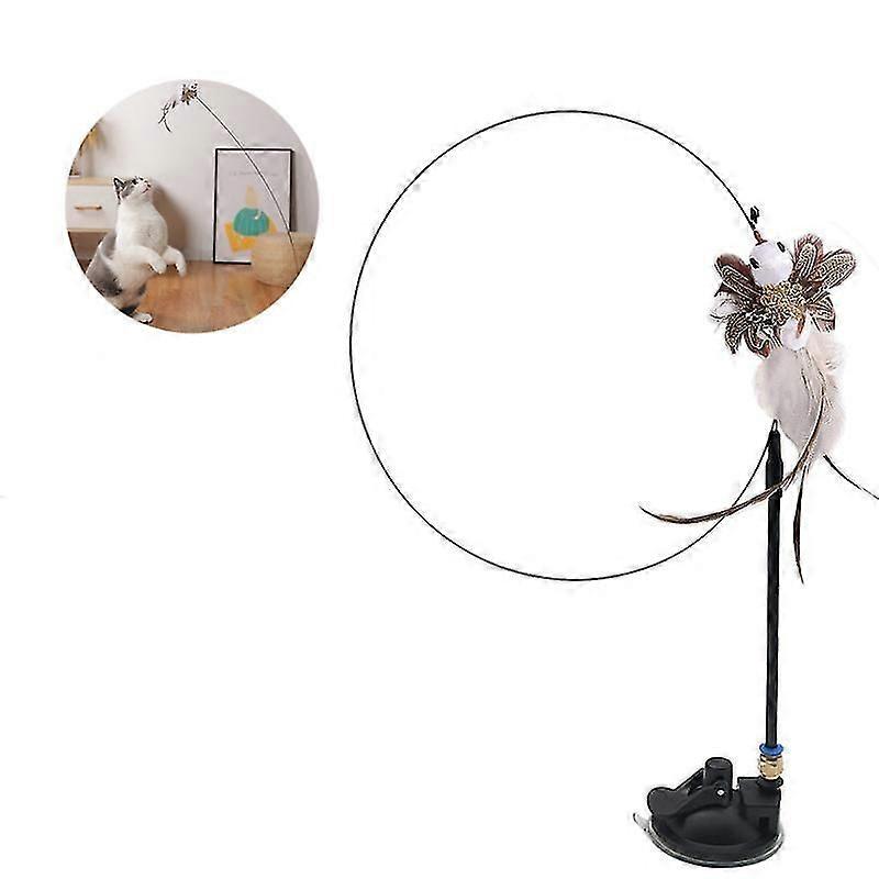 Luxora Cats Toy Feather Stick With Suction Cup Funny Simulation Bird With Bell Toys For Cat Interactive