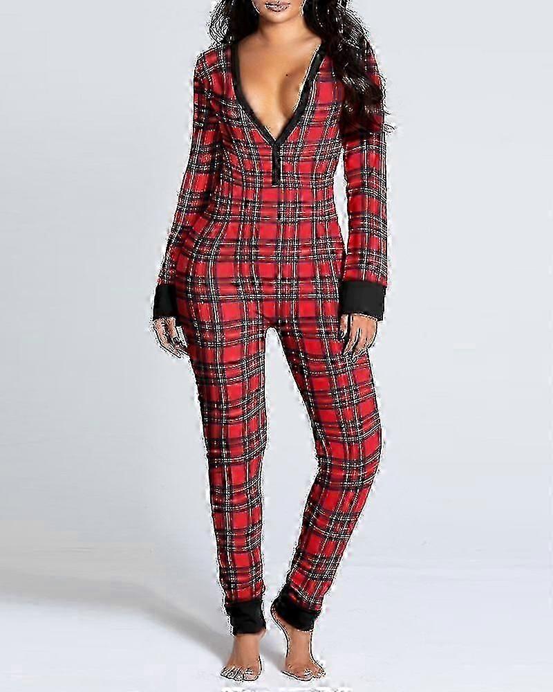 Women's One-piece Pajamas With Convenient Open Back Design -CAN