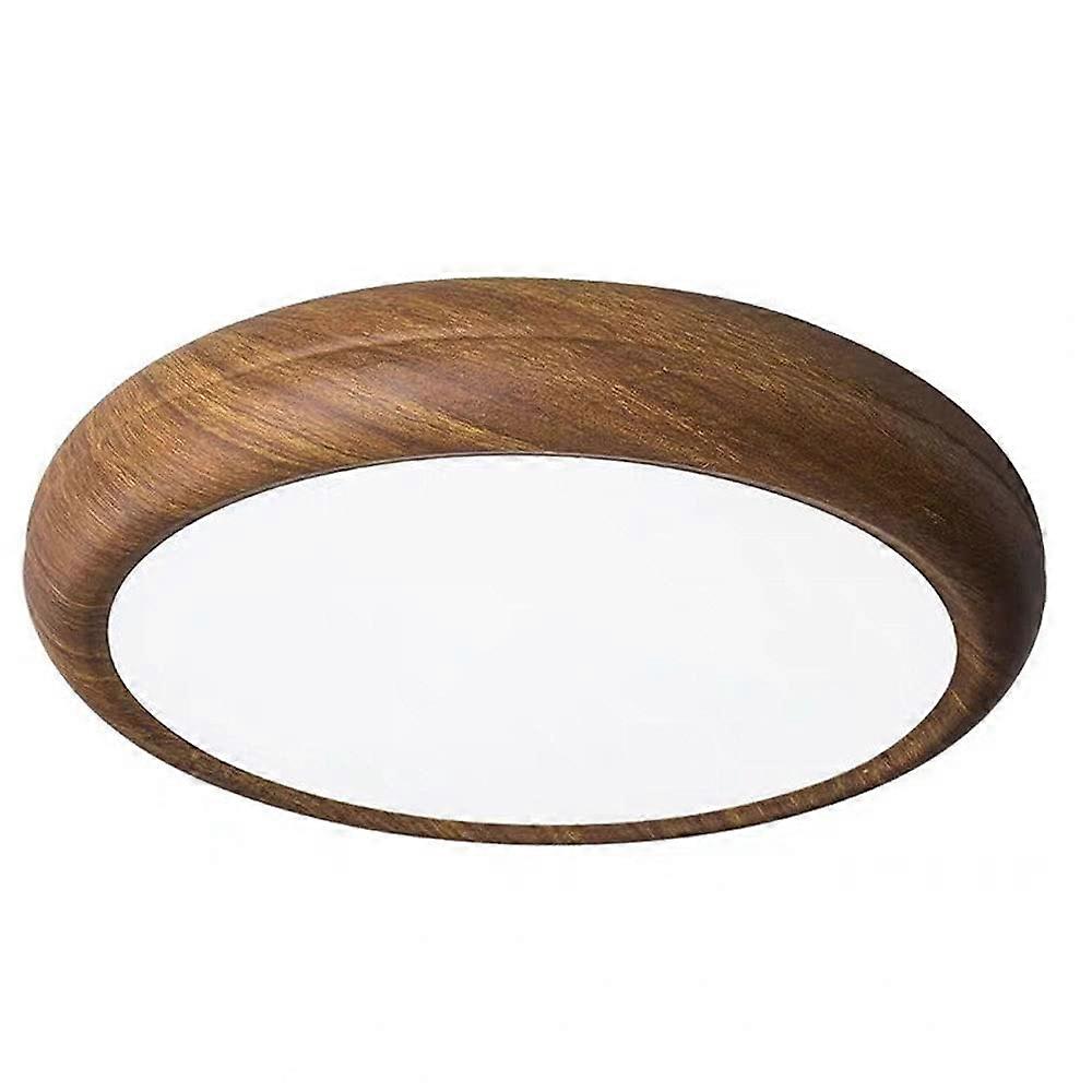 LED Ceiling Lights Modern Flush Mount Round Walnut Wood Ceiling Light 18W 24W 36W 3000K-6500K Three Color Temperatures