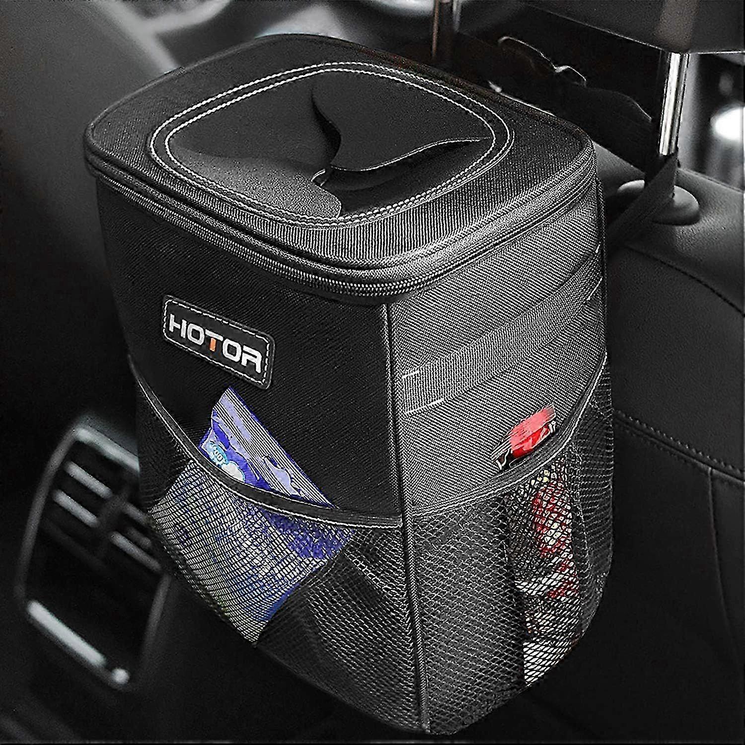 Car Bin: Leak-Proof, Foldable, Waterproof Interior Accessory With Lid, Adjustable Straps and Multiple Pockets